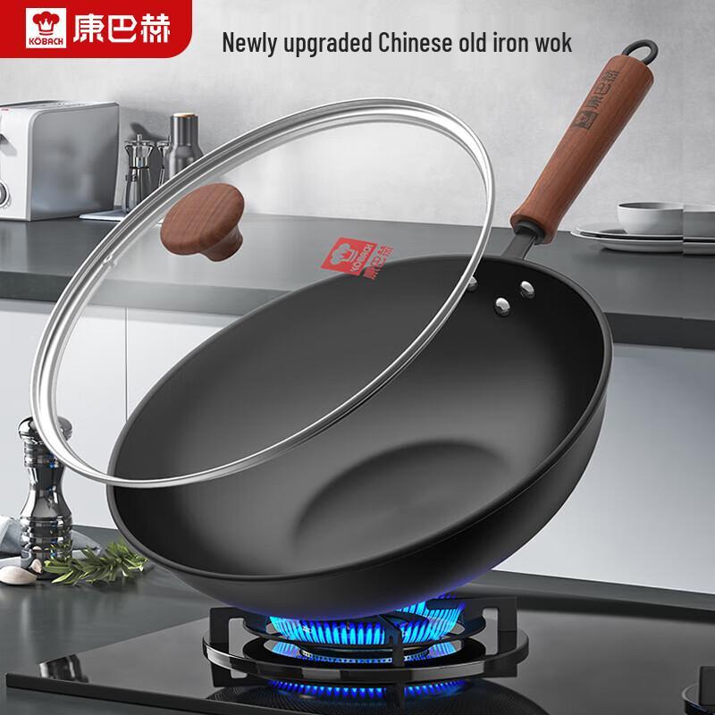 Kambach 34cm Flat Bottom Non-Coated Cast Iron Wok