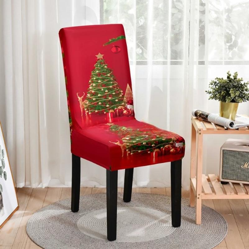 

Christmas chair cover full package applicable decoration elastic chair covers high back dining chair cover atmosphere 1pc