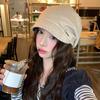 Rivet Ornament Short Brim Hat Solid Color Studded Beanie Slouchy Beret  Street Styling