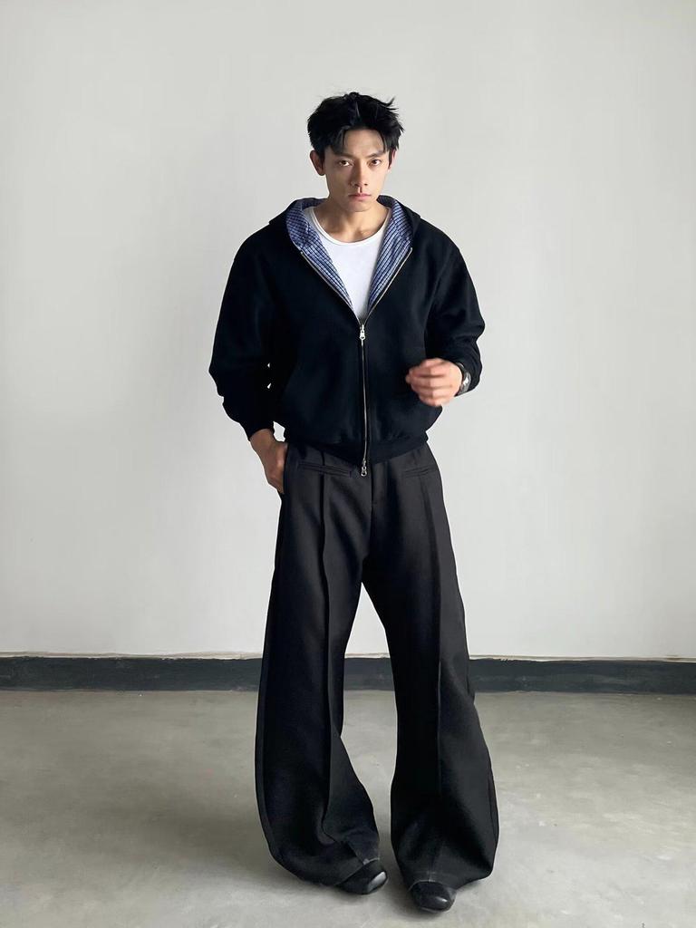 Herren Karierter Patchwork Cardigan Sweatshirt - Herbst/Winter Doppelseitig Locker Geschnittene Vielseitige Jacke