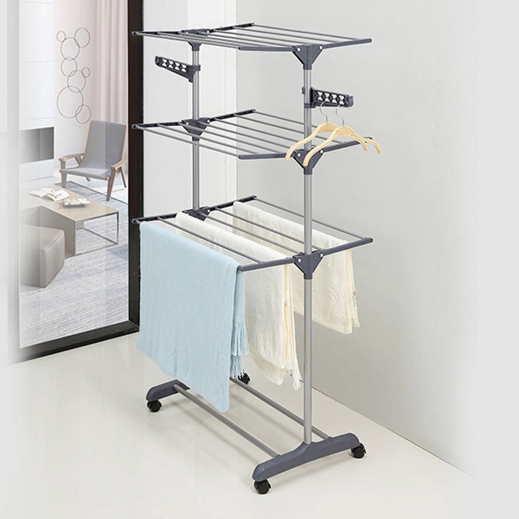 3 Tier Clothes Airer Horse Stainless Laundry Rack Foldable Clothes Drying Rack Hanging Drying Folding Storage Organizer