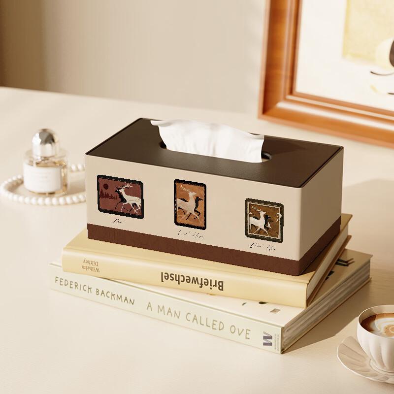 Handun New Chinese Style Red Deer Tissue Box Organizer