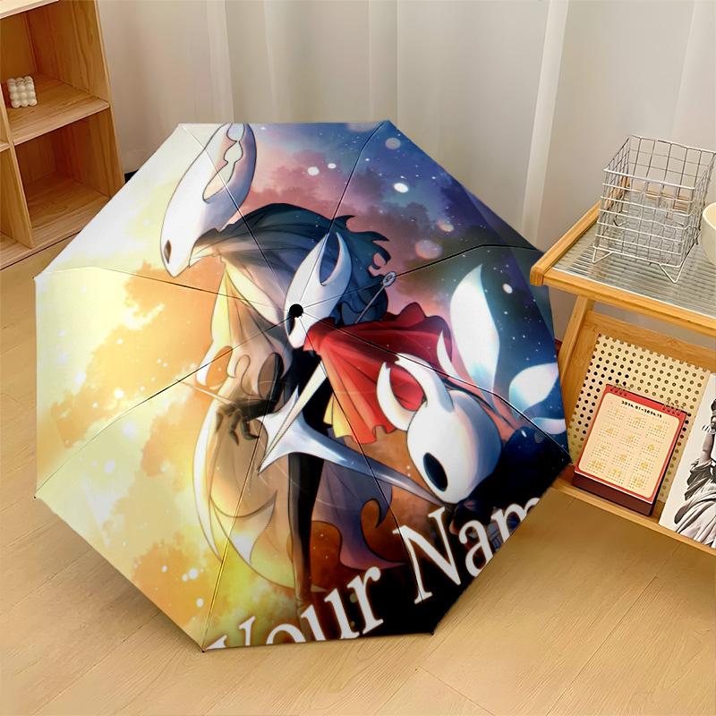 Custom Text Automatic 8 Bone Umbrella, Portable Sun Rain Protection UmbrellaHollow Knight
