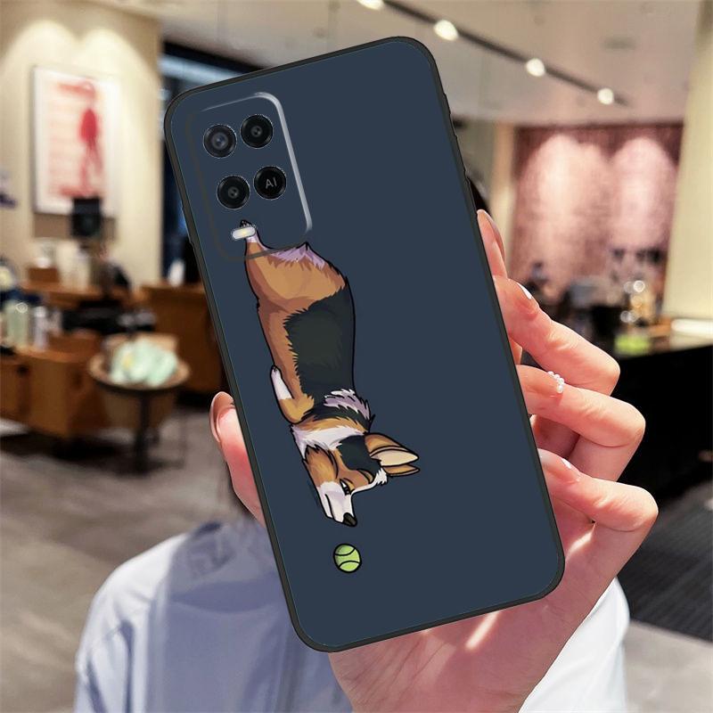 Corgi and Bubble Tea Case For Oppo A94 A74 A54 A18 A38 A58 A78 A98 A40 A60 A80 A16 A76 A96 A15 A17 A77 A57S Cover