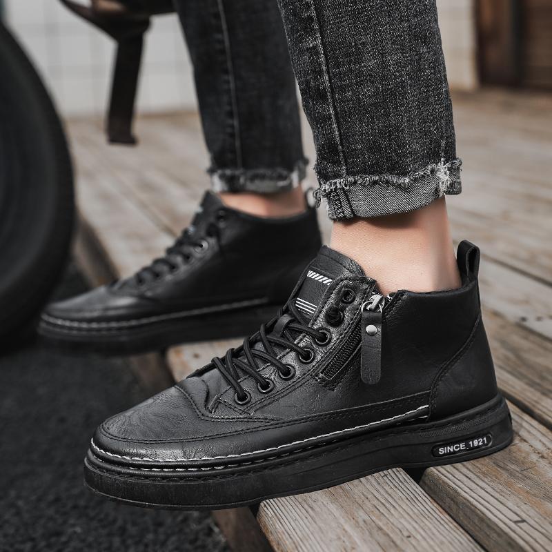 Fashion Hot Cheap Leather Casual Shoes Men Classics Brown High Top Shoes Men Outdoor Work Shoes Men's Moccasins Loafers chaussure hommes