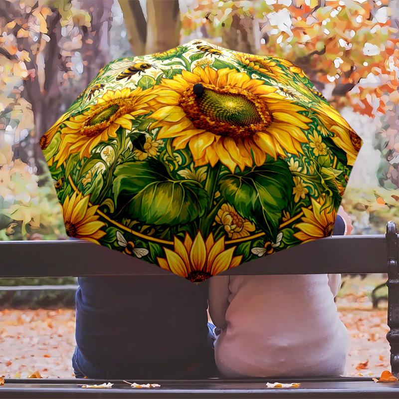 Sunflowers 2 Printed umbrella windproof folding umbrella portable sun and rain umbrella suitable for gifting
