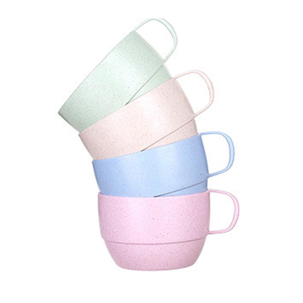 Simple Wheat Straw Cup Exquisite Craft Non-Toxic Material Cute Handle Drinking Mug for Water Coffee Tea Milk Beige