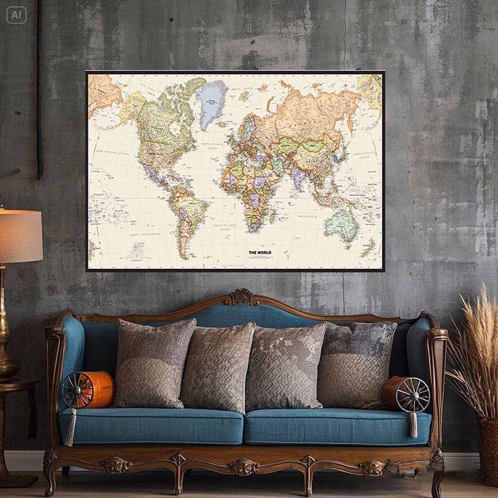 World Map,Polyester Wall Hanging,for Kids' Room,Living Room,Dorm Decor,Educational Decor,Wall Art,Travel Tools