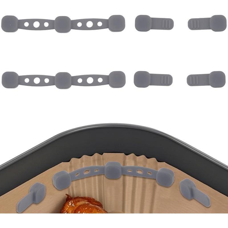4Pcs Air Fryer Silicone Magnets Buckles Heat Resistant Fix Parchment Paper Liner Avoid Burning Universal for All Air Fryers Reusable Kitchen Gadgets