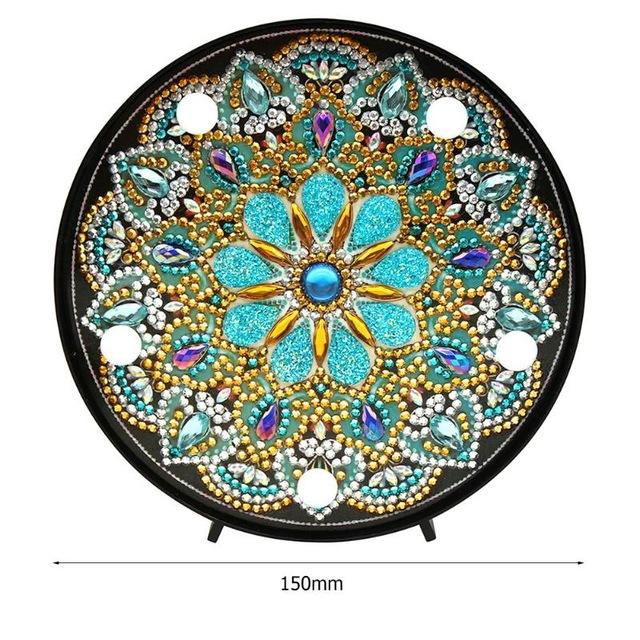 Mandala Runder Kreis DIY Diamantmalerei LED Licht Nachtlampe Tisch Schreibtisch Dekoration