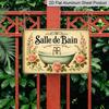 2D Flat Vintage French Bathtub Wall Plaque with Pink Roses & Green Foliage - Bath Sign, Metal Wall Art Suitable for Bathroom or Multi-Room Decor