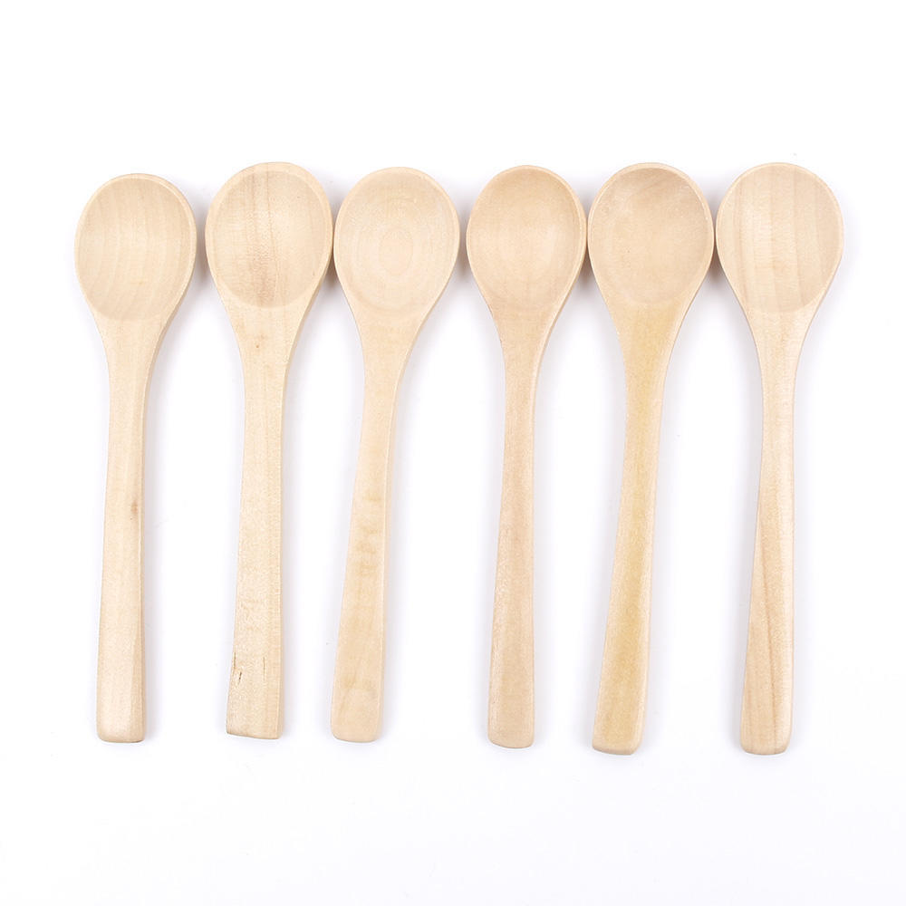6PCS Creative Small Wooden Spoon Tea Spoon Mini Milk Powder Spoon Coffee Spoon Mini Wooden Spoon for Bath Salt Coffee Milk Spice Candy
