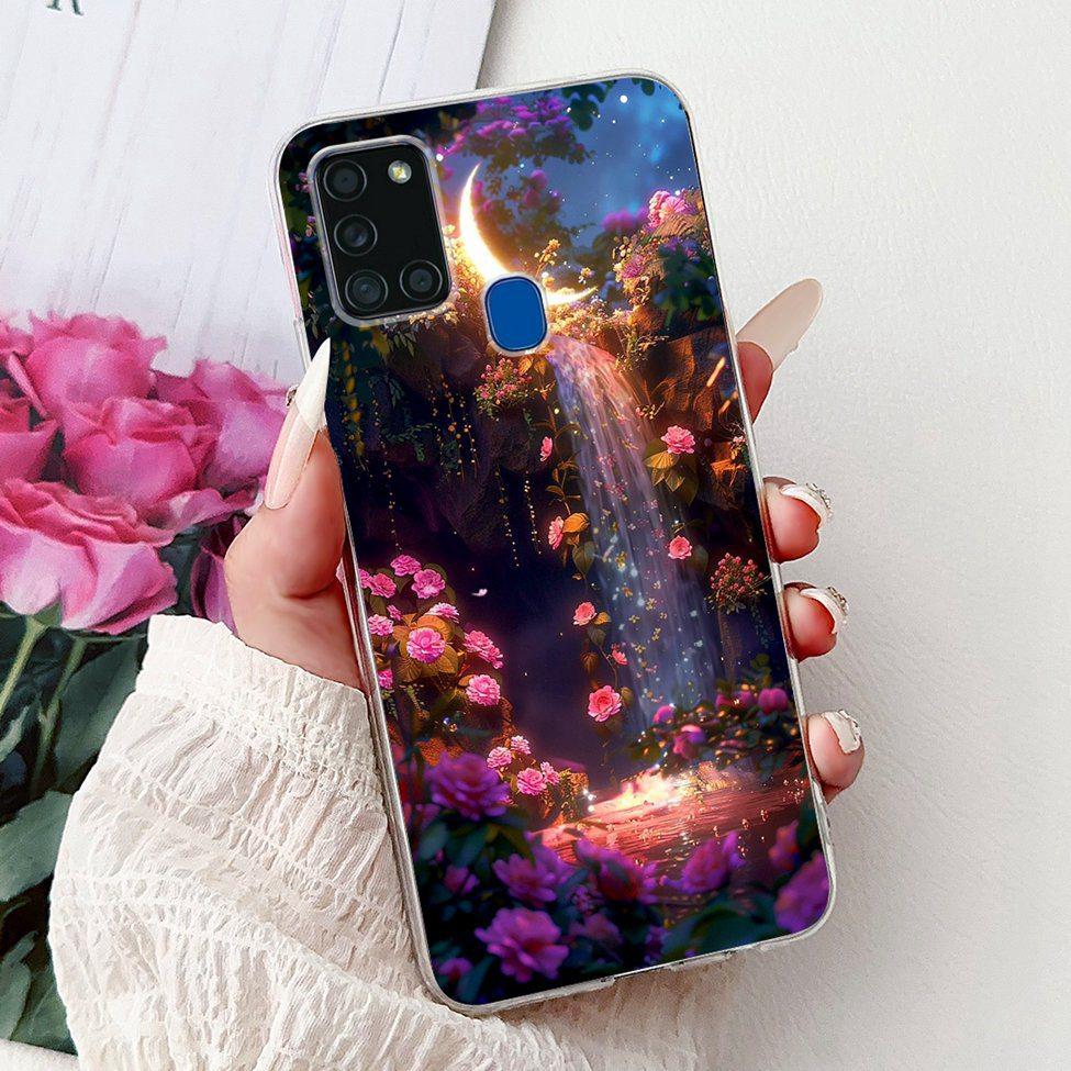 For Samsung A21s Case Cover Clear Fashion Luxury Cute Painted Back Cover For Samsung Galaxy A21s Phone Case A217F A217M A217N