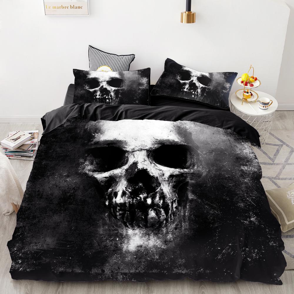 Luxury Bedding Sets 3D Custom,Duvet Cover Set Queen/King,Quilt/Blanket Cover Set,3 PCS Bed Se,halloween Skull  Bed Linen