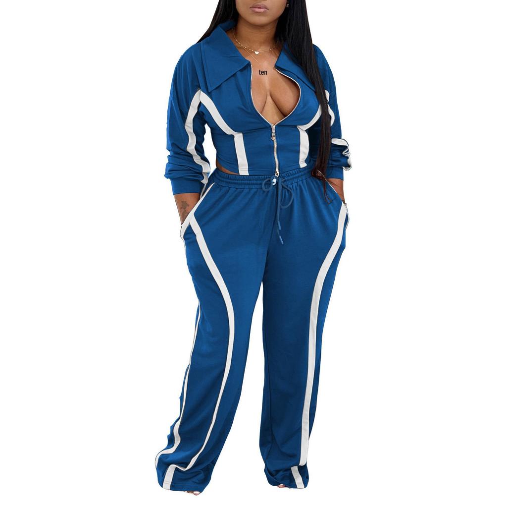 AL335 Women's Autumn/Winter Sports Suit: Cotton Jacket & Sweatpants Two-Piece Set