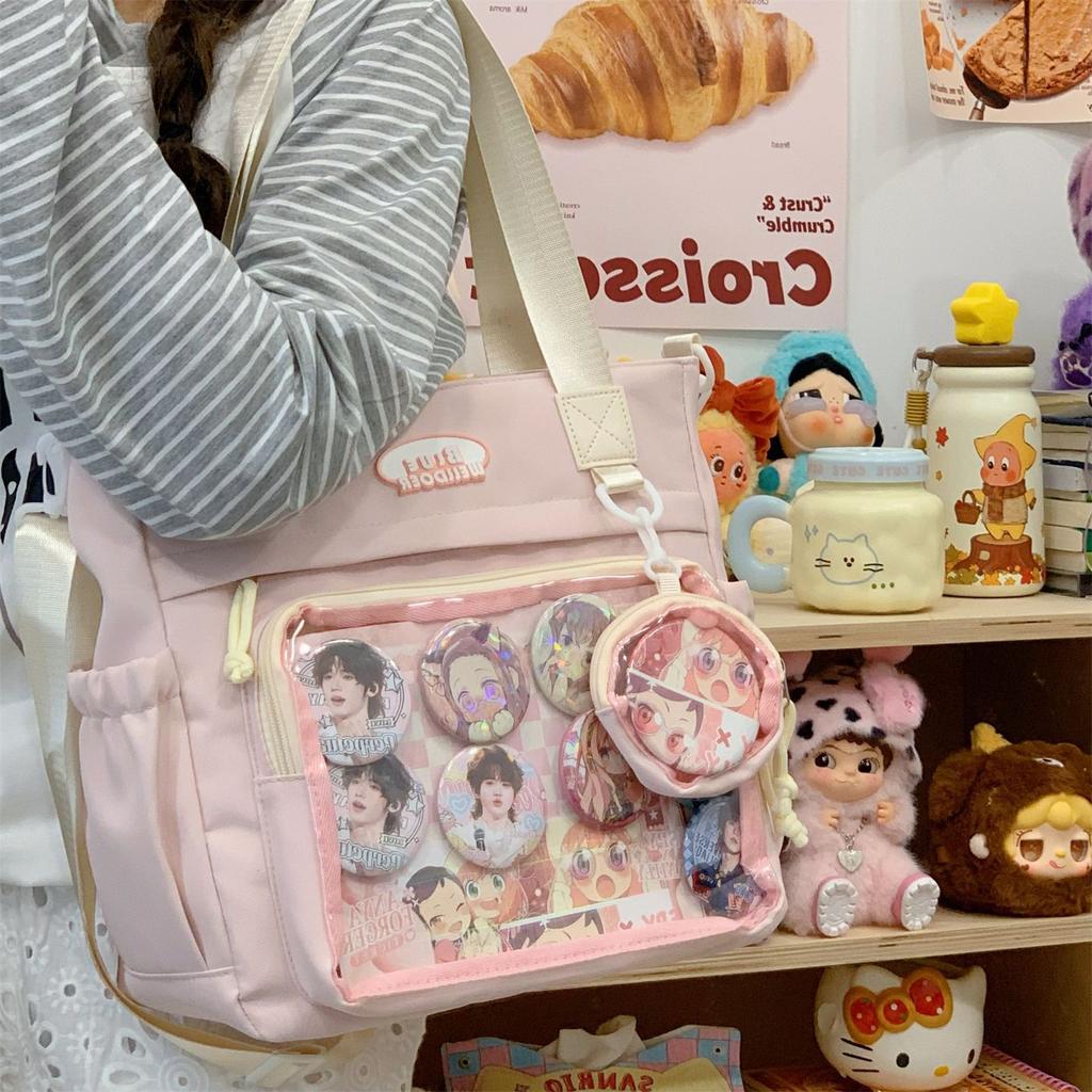 New Sweet And Cute Kawaii Ulzzang Ita Bag Y2K Comic Exhibition Diy Crossbody Bag Women'S Preppy Style Jk Uniform Shoulder Bag