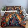 Skeleton Queen with Roses Artwork Bedding Duvet Cover Set  (1*Duvet Cover 2*Pillowcases, Without Duvet Insert)