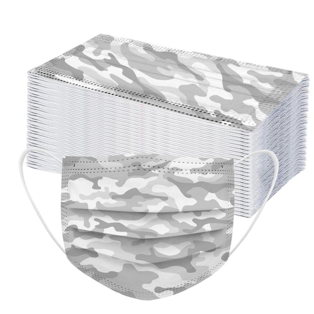 Printing Disposable Three Layer Face Mask With Nose Strip 50PCS