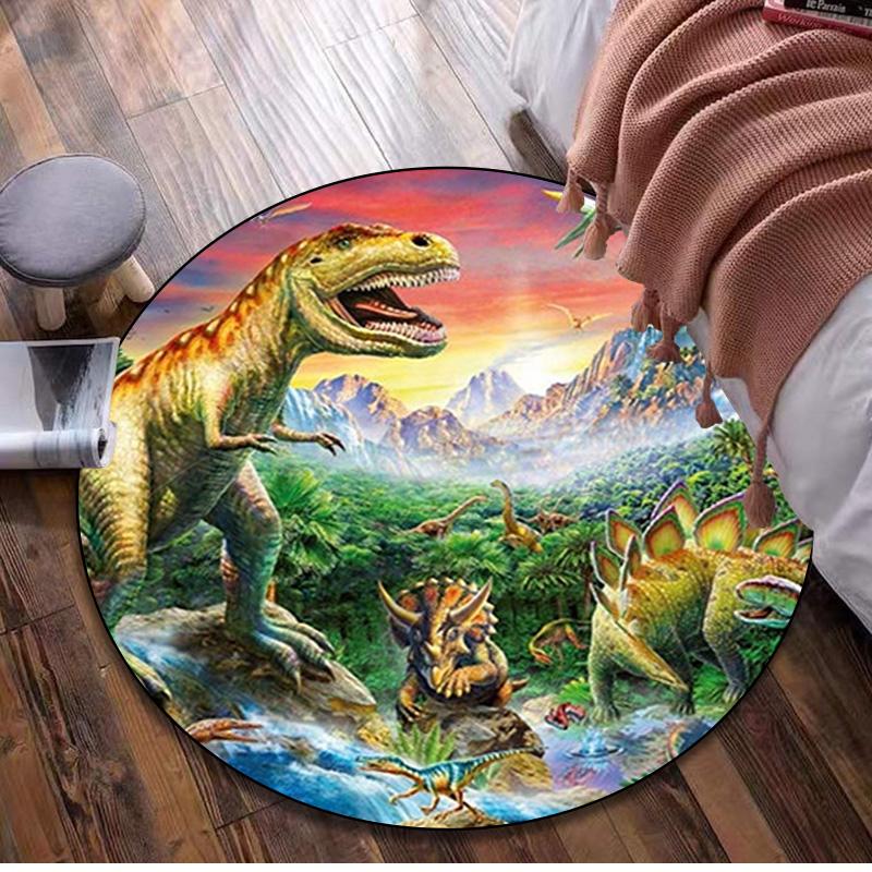 Dinosaurs Circular Rug - Office Decorative Carpet For Living Room Bedroom Door Mat Floor Rug Computer Chair Area Rug