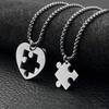 Hot-selling love puzzle splicing necklace fashion trendy couple lettering a pair of titanium steel pendant girlfriend trinkets