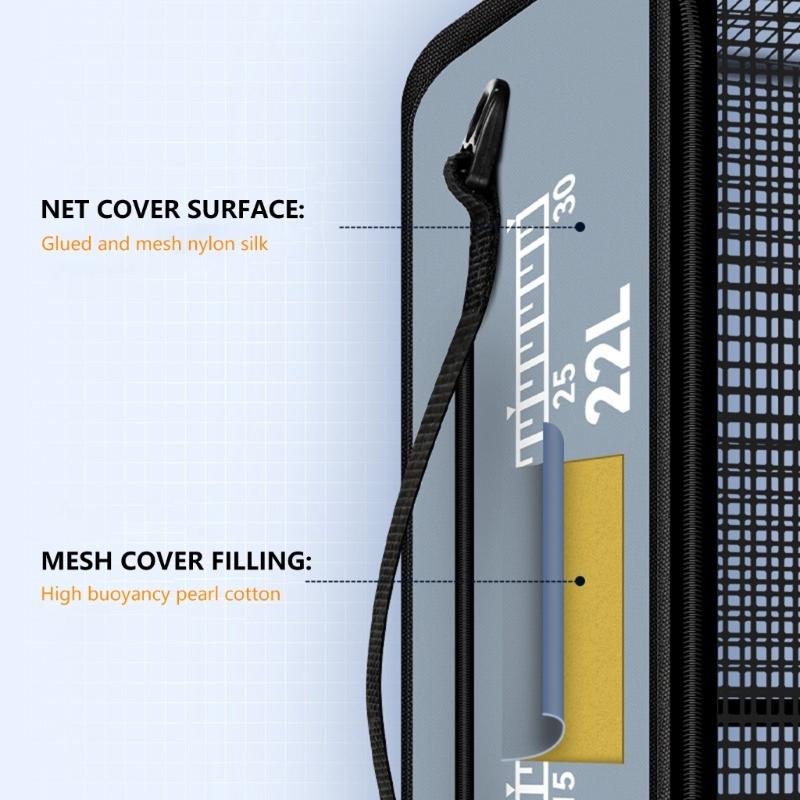 Folding Fish Basket Folding Fishing Net Fishing Baits Storage Cage with Handle & Rope Fast Drying Fishing Basket