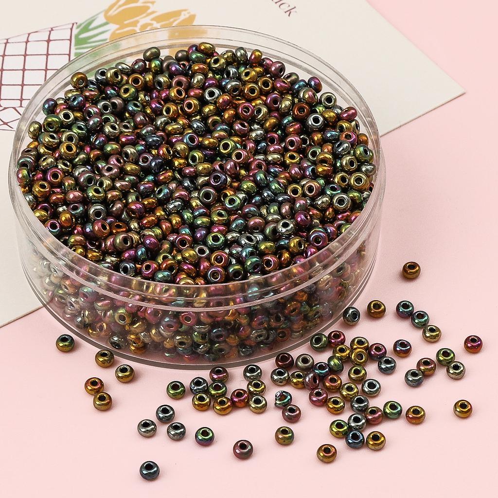 Glas Reisperlen Metall Mineralfarbe Perlen Handgemacht DIY Perlenkette Armband Zubehör Materialien Perlen zur Schmuckherstellung