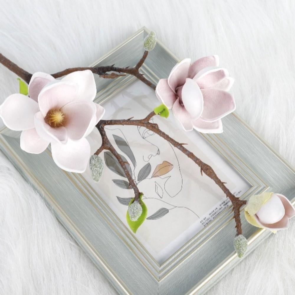 Real Touch Artificial Magnolia Flower Realistic Faux Magnolia Branch  Home Living Room Decor