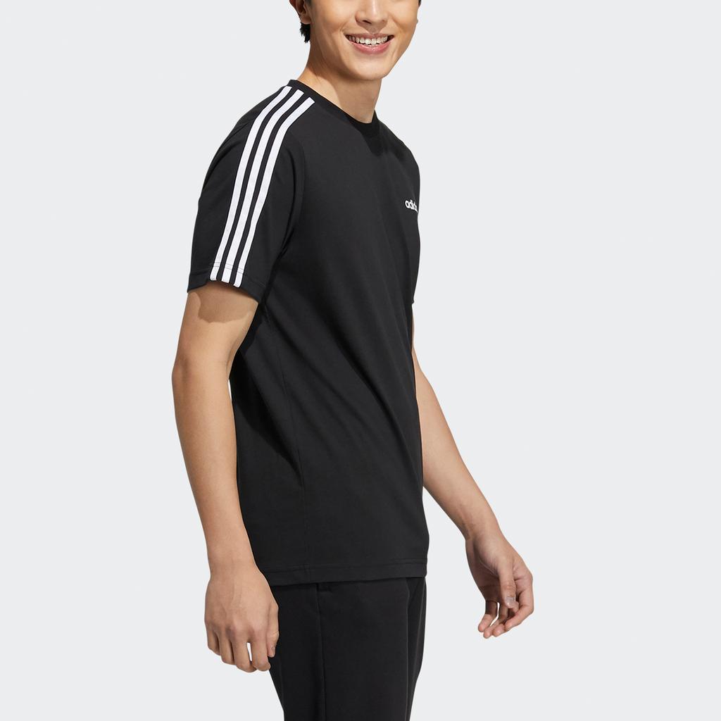 Adidas Neo Striped Sports Crew Neck T-Shirt Men Tops Black HA2255