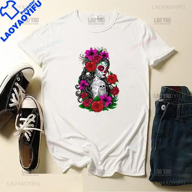 Skull Day Of The Dead Graphic T Shirts Skeleton Unisex Tshirts Mexican Heritage Flowers Black Tops Casual Kawaii Funny Clothes