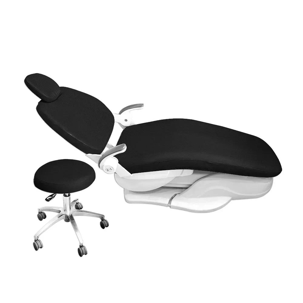 Ensemble de 4 Housses de Siège de Fauteuil Dentaire Housse de Protection Élastique Imperméable en Cuir PU pour Équipement de Laboratoire Dentaire