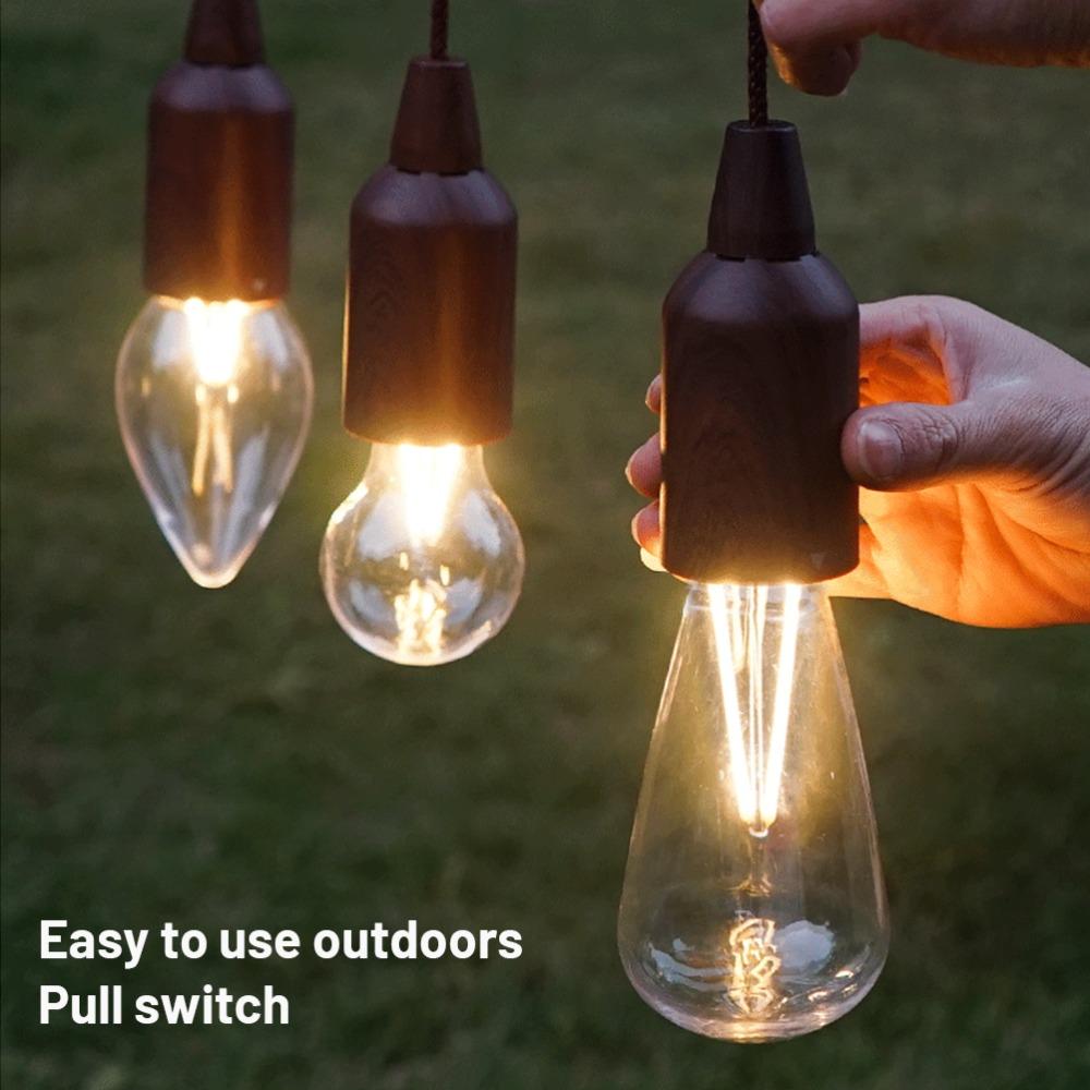 Brown Pull Cord Light Bulb Portable Pull String Hanging Bulb Durable LED Pull Hang Bulb  Camping