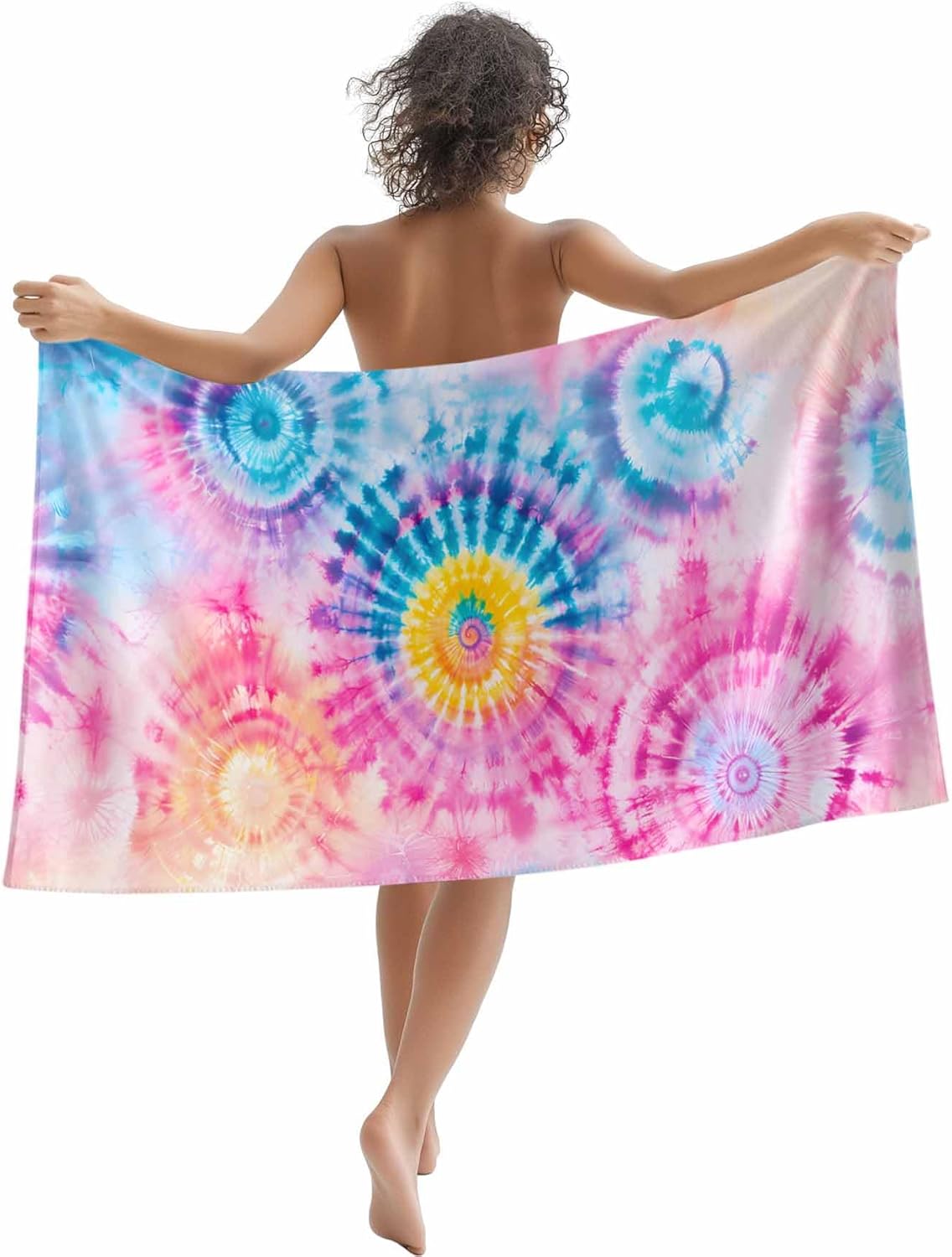 

Blue Gradient Beach Towel Abstract Tie-Dye Art Quick Dry Sand Free Pool Towels Beach Accessories for Travel Swim Bathroom W30*H60(CM)