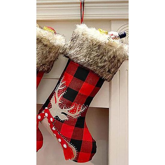 

Рождественские украшения Рождественские носки Подарочный пакет Красный клетчатый трехмерный старик Снеговик Олень Рождественский подарочный пакет Санта-мешки deer