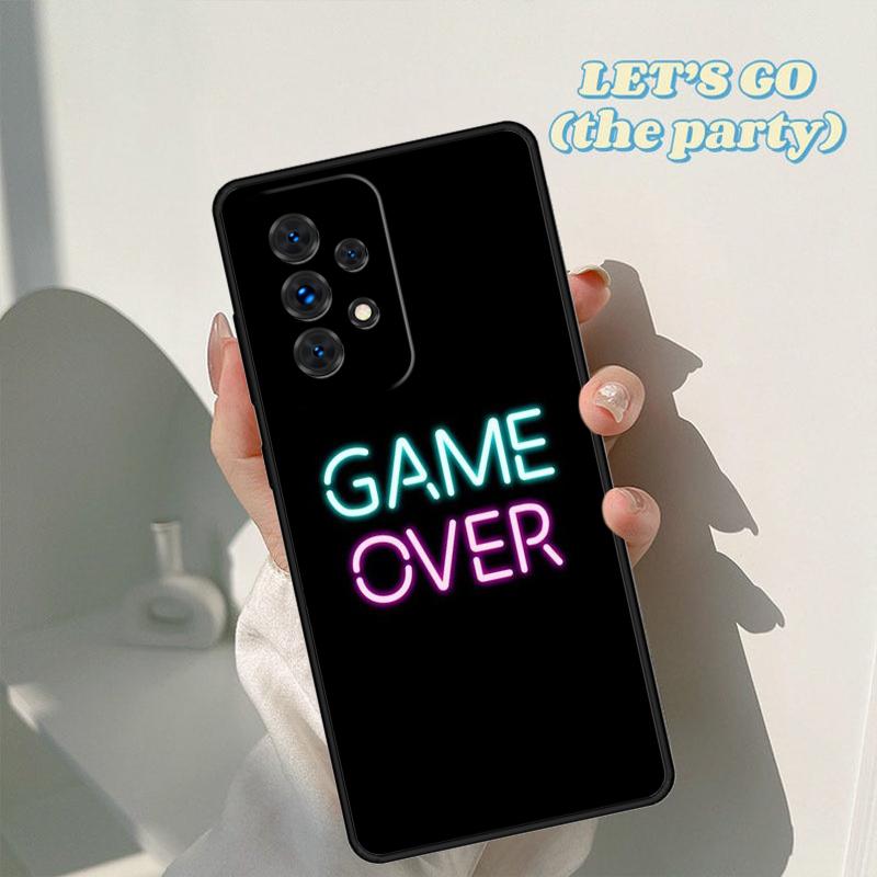 Neon Game Over Pixel phone case For Samsung Galaxy A42 A31 A40 A51 A71 A32 A80 A91 A52 A72 A73 A20e A21S A50 A70 A11 A12 Cover