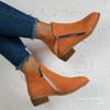 Independent station 2025 autumn new retro short bare boots women's thick heel large size side zipper short boots Martin boots