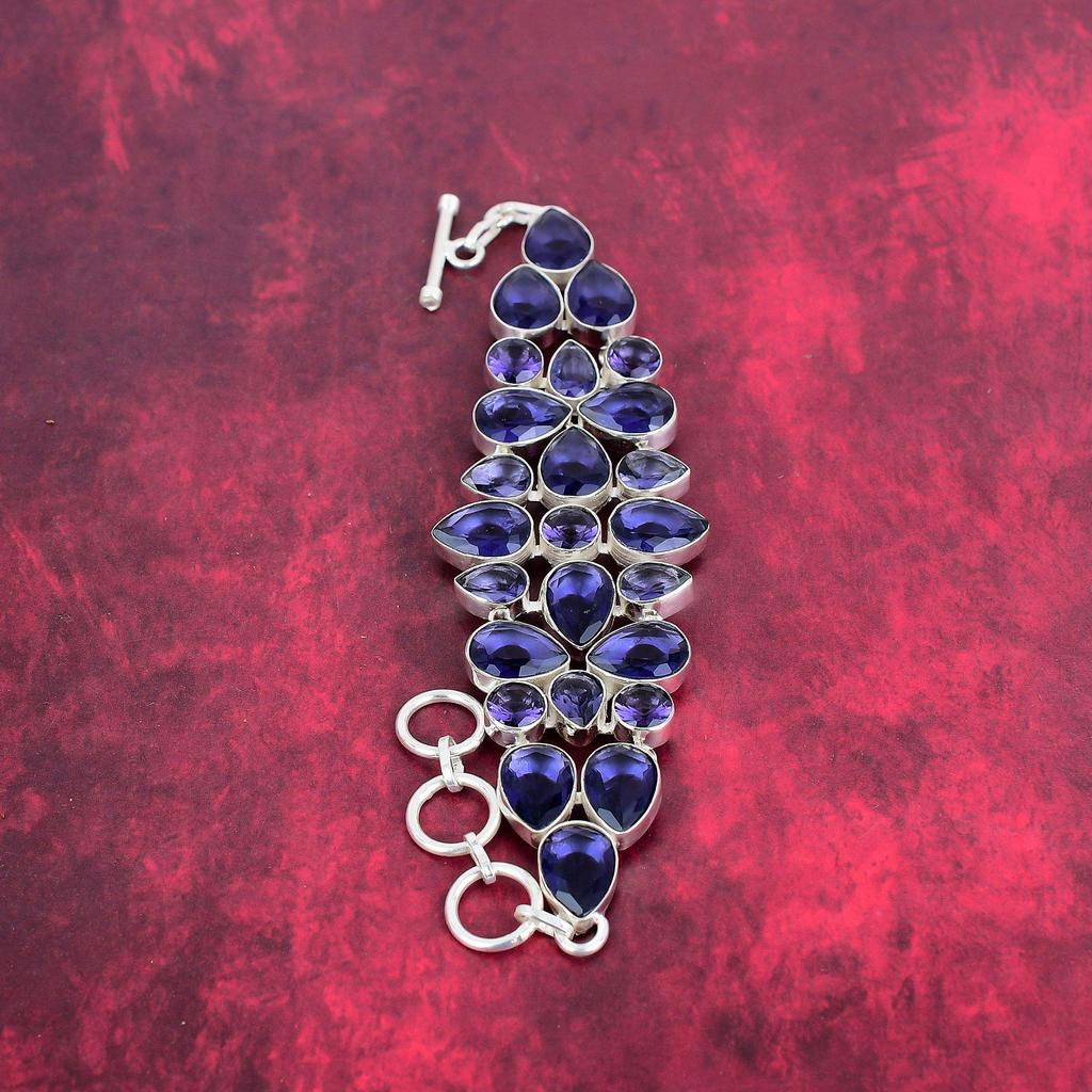 Bransoletka z ametystu, biżuteria z litego srebra próby 925, ręcznie robiona bransoletka na dzień matki