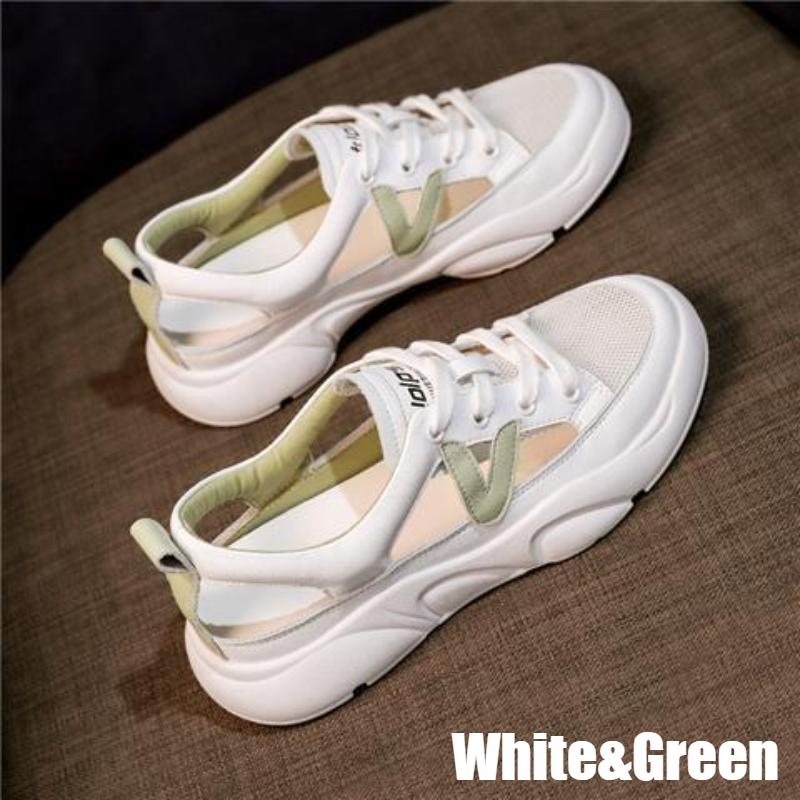 Αθλητικά Σανδάλια Γυναικεία Εξωτερικά Ενδύματα Καλοκαιρινά Φοιτητικά Παντός αγώνα με επίπεδη βάση με λευκά παπούτσια