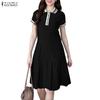 ZANZEA Women Summer Classic Collar Short Sleeve Casual Dress