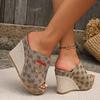 Fashion Summer 2025 new women's slope heel flip-flops with thick soles, simple and fashionable fish-mouth flip-flops for outerwear