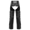 Pantaloni da Cowboy Occidentali da Uomo in Ecopelle con Frange, Lati Tagliati, Zip, Frange