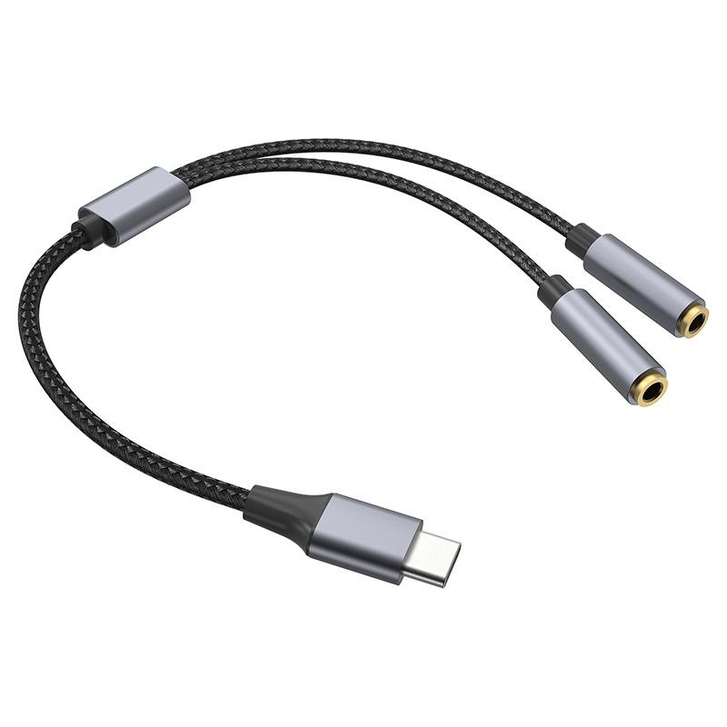 25cm Type-C To 3.5mm Audio Splitter Cable Headphone Adapter for Smartphone Computer