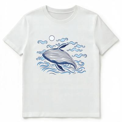 Blauwal springt aus dem Ozean Grafik Unisex T-Shirt