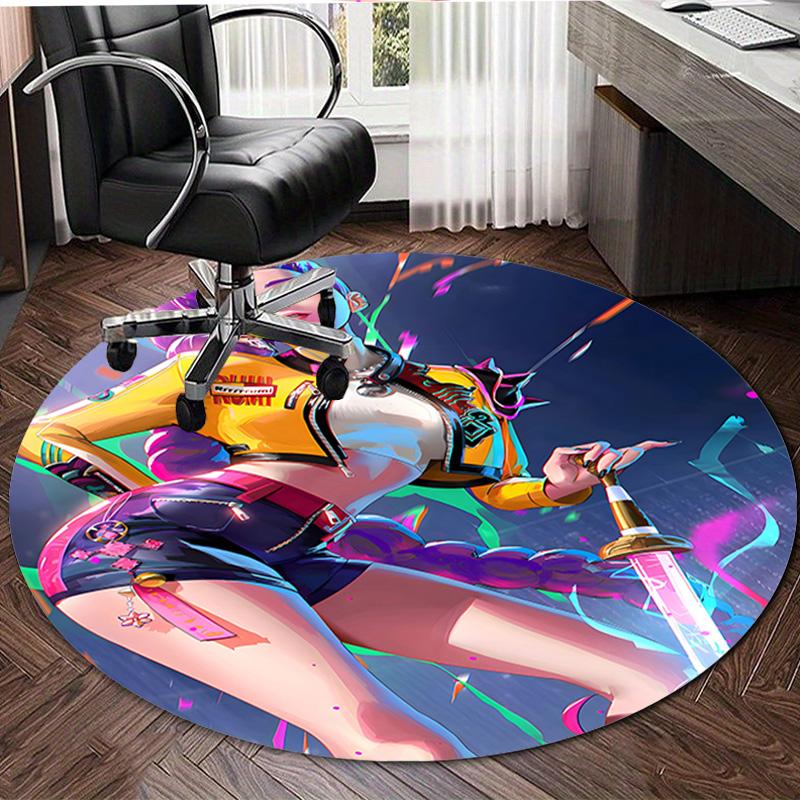 1pc KPop Demon Hunters RUMI1 Design Printed Area Round Carpet for Bedroom Living Room Home Decor Rugs Mat Non Slip Mat Rug for Bedside