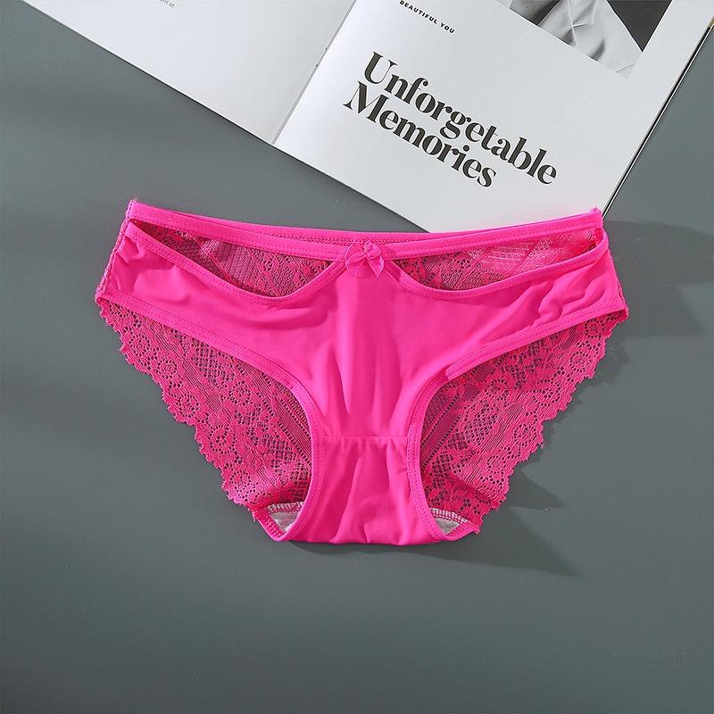 Tamanho grande triângulo para mulheres renda gelo seda sem costura roupa íntima algodão puro médio alcance, calcinha cintura média
