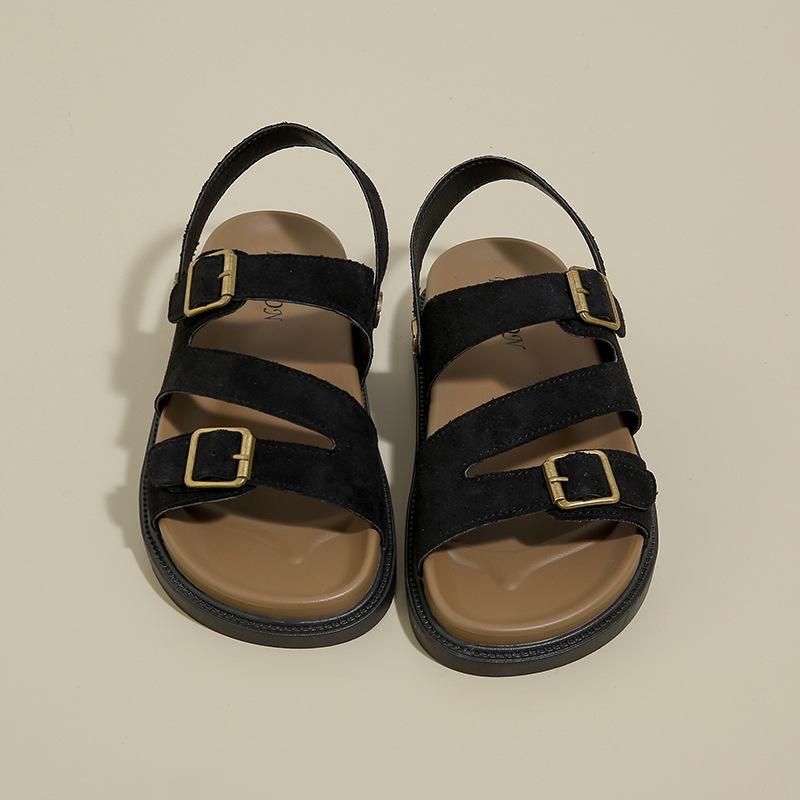 Sandálias de plataforma de couro macio para mulheres usam sapatos de praia novos no verão sapatos boken de pesca sapatos de uma palavra