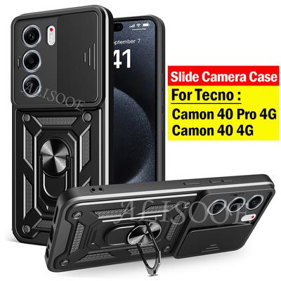 Funda for Tecno Camon 40 Pro 4G Case Slide Camera Protection Ring Stand Shockproof Back Cover for Tecno Camon 40 4G Capa
