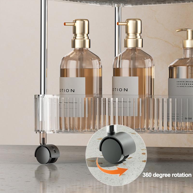 1ks-Mobilní regál na kolečkách průhledný akrylový kuchyňský úložný regál domácí vozík na svačiny koření drobnosti úložný regál