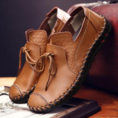 Zapatos de cuero informales hechos a mano clásicos, mocasines para hombre, mocasines cómodos, zapatos planos para hombre, zapatos de cuero genuino para hombre