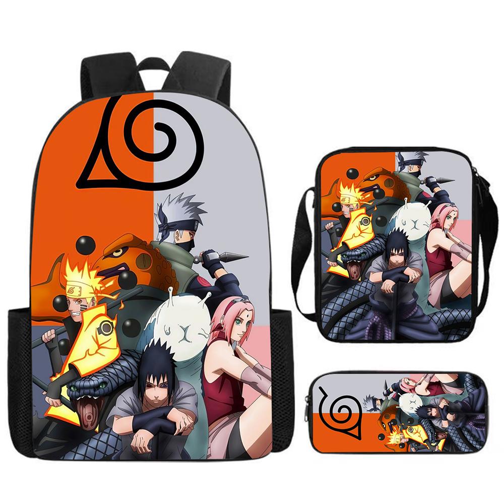 NARUTO Anime Youth Sling Carry Tote, Adjustable Straps & Closure, Light Durable Shoulder Bag, Daily School Bag Boys & Girls Ages 6-11