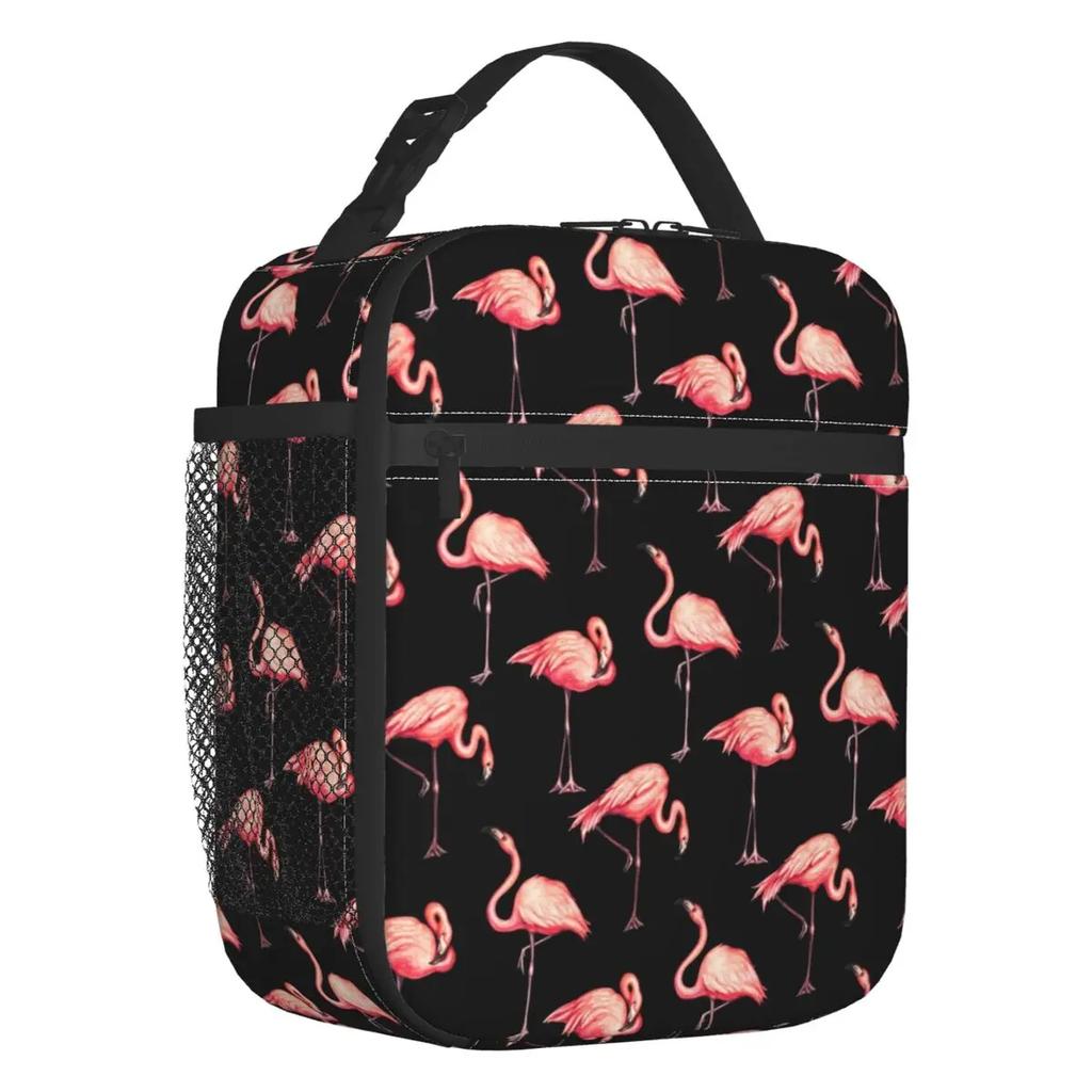 Pink Flamingo Summer Vibes Flamingos Pattern Portable Lunch Boxes Cooler Thermal Food Insulated Lunch Bag Kids School Children